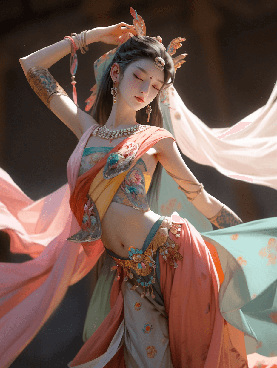 AI插画!13张敦煌壁画女 Midjourney 关键词分享
