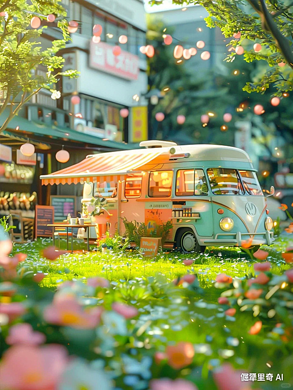 创意移动汽车小卖部 | MJ绘画精选